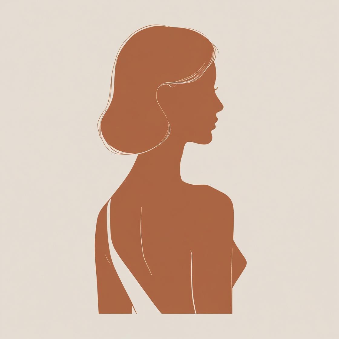 a simple, clean silhouette of a woaman, no face and shoulders color 738063